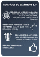 [LIQUIDAÇÃO] - EASYPHONE 5.1® - Fone de Ouvido por Condução Óssea Bluetooth Resistente à Água / (PDU16)
